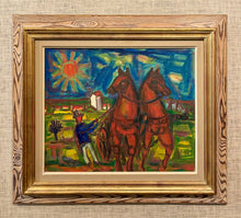 Load image into Gallery viewer, 'Farmer with Ardennes Horses in Field' by Olaf Tangen