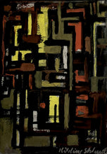 Load image into Gallery viewer, 'Small Abstract Composition in Olive, Black, Yellow and Red' by Hilding Eklund