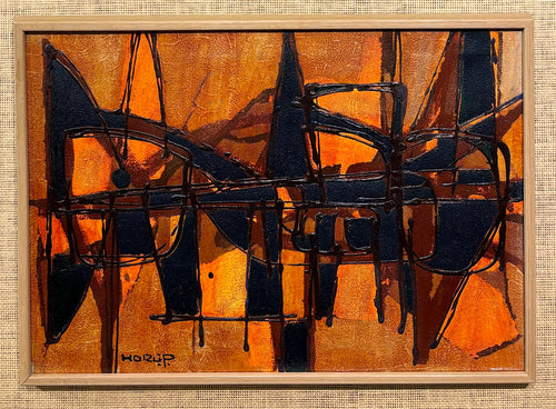 'Abstract in Orange, Brown and Black' by Knud Horup