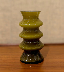 Avocado green glass vase by Bo Borgström for Åseda Glasbruk