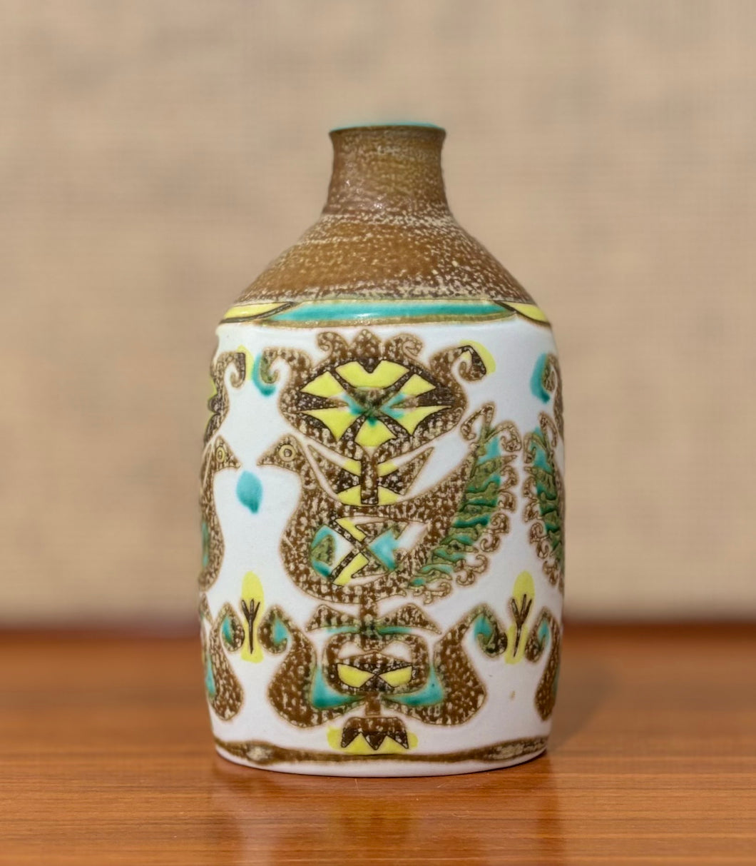 Baca vase with bird motif by Nils Thorsson for Aluminia Royal Copenhagen