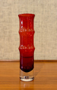 Bambu vase in red glass by Bo Borgström for Åseda Glasbruk