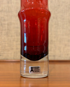 Bambu vase in red glass by Bo Borgström for Åseda Glasbruk