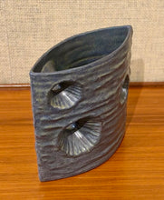 Load image into Gallery viewer, Blue grey three hole modernist Japanese Ikebana vessel