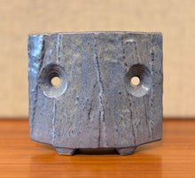 Load image into Gallery viewer, Blue grey two hole modernist Japanese Ikebana vessel