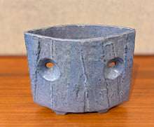 Load image into Gallery viewer, Blue grey two hole modernist Japanese Ikebana vessel