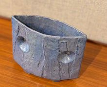 Load image into Gallery viewer, Blue grey two hole modernist Japanese Ikebana vessel