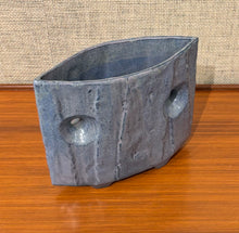 Load image into Gallery viewer, Blue grey two hole modernist Japanese Ikebana vessel