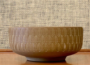 Ceramic bowl with repeat leaf motif by Michael Andersen for Bornholm