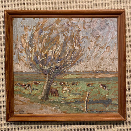 'Cows Grazing in Field' - monogram signed, dated 1939