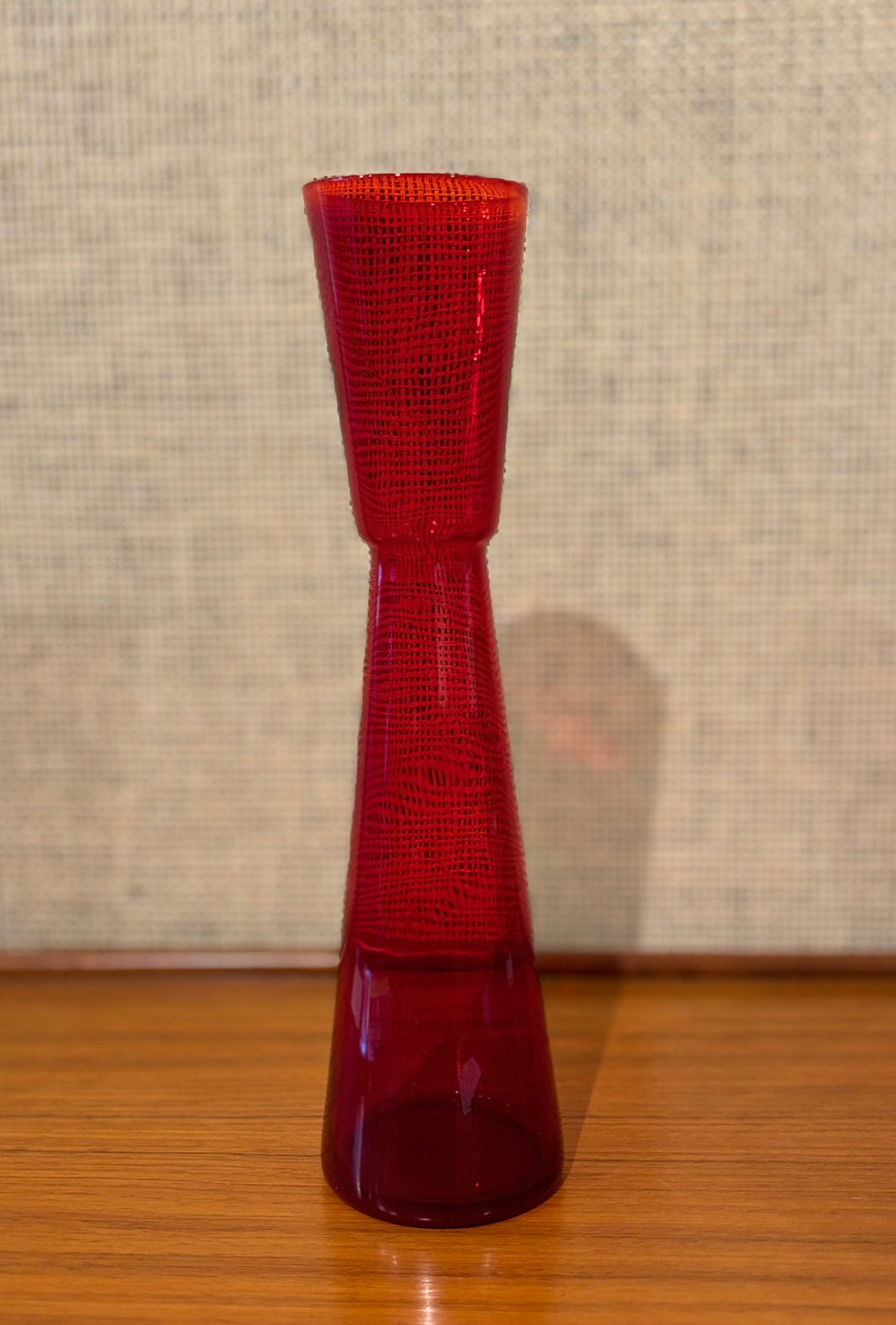 Red glass vase by Fabian Lundqvist for Alsterfors Glasbruk