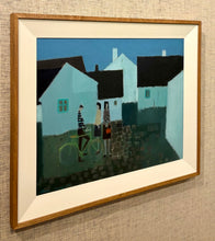 Load image into Gallery viewer, 'Village Scene with Three Figures and Bicycle' by Fabian Lundqvist
