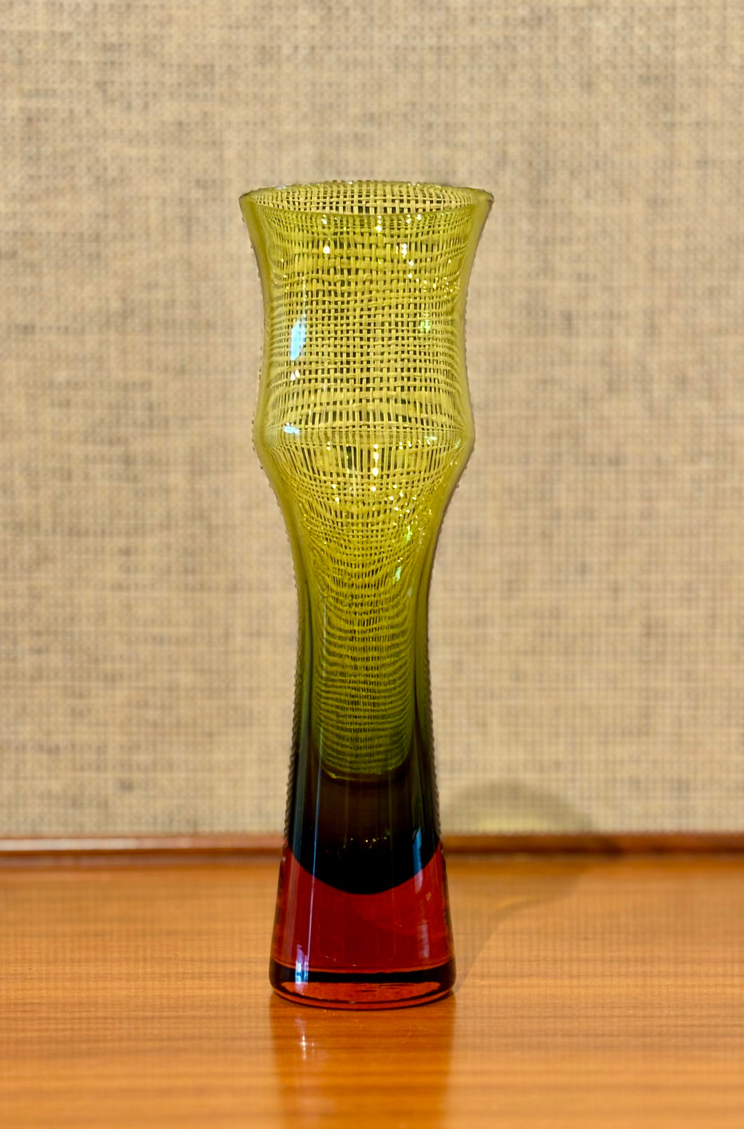 Green and orange glass vase by Bo Borgström for Åseda Glasbruk