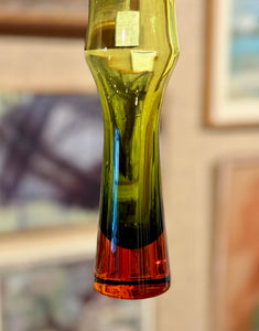 Green and orange glass vase by Bo Borgström for Åseda Glasbruk