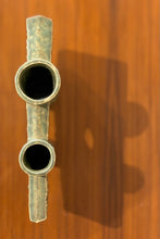 Load image into Gallery viewer, Modernist green Japanese Ikebana vessel with double circular openings