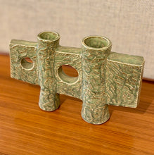 Load image into Gallery viewer, Modernist green Japanese Ikebana vessel with double circular openings