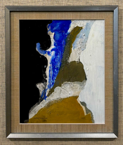 'Abstract in Blue, Black, Mustard and White' by Hans Osswald