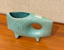 Load image into Gallery viewer, Modernist Japanese Ikebana vessel in light green teal glaze with offset circular opening