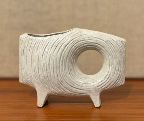 Modernist Japanese Ikebana vessel with offset circular opening