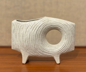 Modernist Japanese Ikebana vessel with offset circular opening