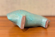 Load image into Gallery viewer, Modernist Japanese Ikebana vessel in light green teal glaze with offset circular opening