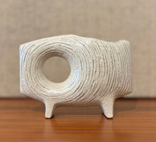 Modernist Japanese Ikebana vessel with offset circular opening