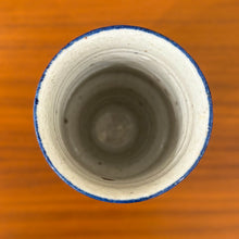 Load image into Gallery viewer, Vase with vertical blue motif and partial unglazed section by Inger Persson for Rörstrand