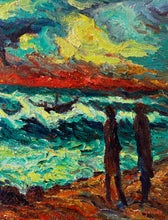 Load image into Gallery viewer, &#39;Coastal Scene With Figures and Choppy Seas&#39; by Leif Dreier Gaihede