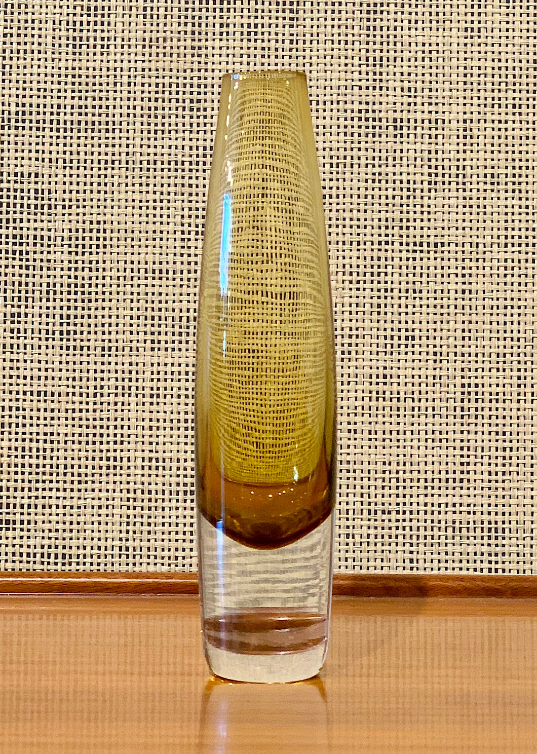 Mustard yellow glass vase by Bo Borgström for Åseda Glasbruk