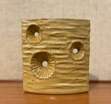 Load image into Gallery viewer, Mustard three hole modernist Japanese Ikebana vessel