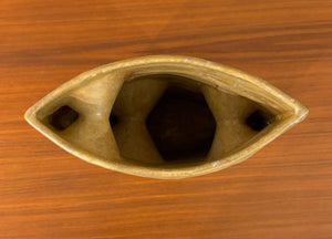 Mustard three hole modernist Japanese Ikebana vessel