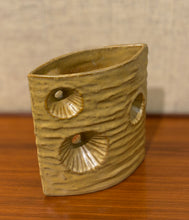 Load image into Gallery viewer, Mustard three hole modernist Japanese Ikebana vessel