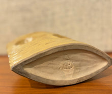 Load image into Gallery viewer, Mustard three hole modernist Japanese Ikebana vessel