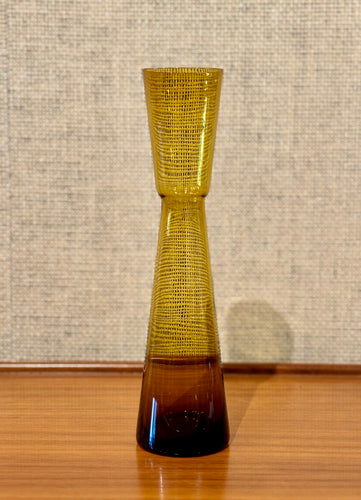 Mustard yellow glass vase by Fabian Lundqvist for Alsterfors Glasbruk