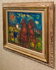 'Farmer with Ardennes Horses in Field' by Olaf Tangen