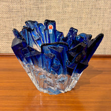 Load image into Gallery viewer, Blue glass 'Ice' vase by Pertti Santalahti for Humppila, Finland