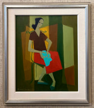 Load image into Gallery viewer, 'Seated Woman on Cubist Background' by Fabian Lundqvist - ON HOLD