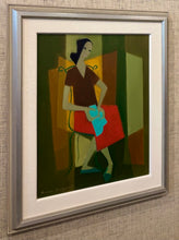 Load image into Gallery viewer, 'Seated Woman on Cubist Background' by Fabian Lundqvist - ON HOLD