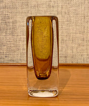 Load image into Gallery viewer, Sommerso glass block vase by Vicke Lindstrand for Kosta, Sweden