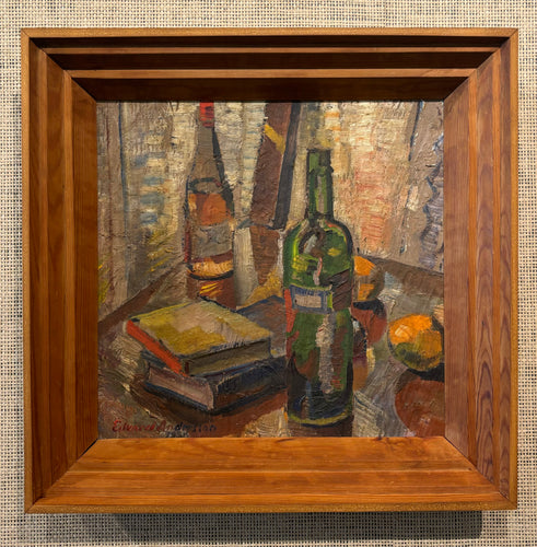 'Still Life with Bottles, Books and Fruit' by Edvard Andersson