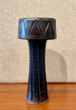 Load image into Gallery viewer, Tall modernist Japanese blue/brown Ikebana vessel
