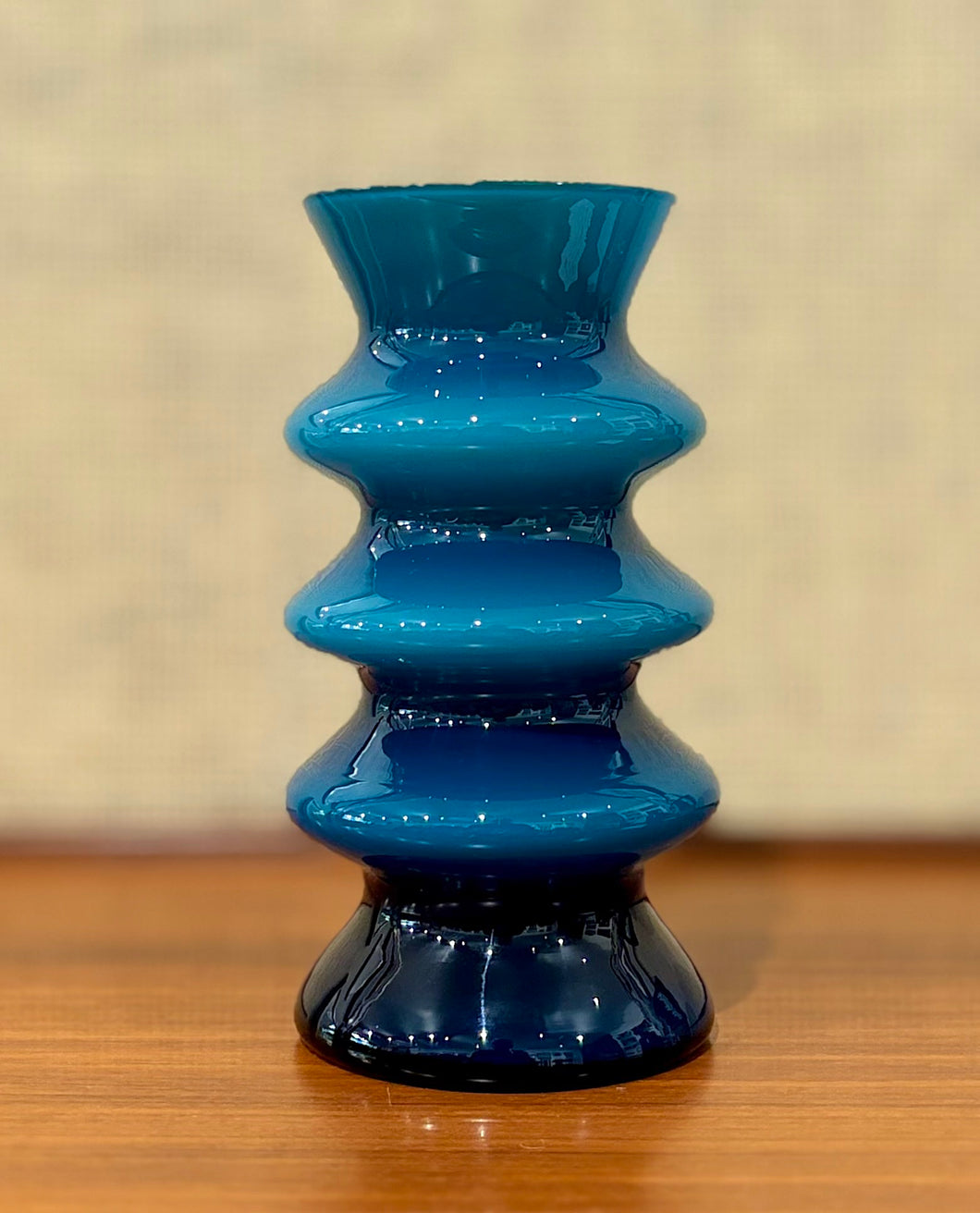 Teal blue glass vase by Bo Borgström for Åseda Glasbruk