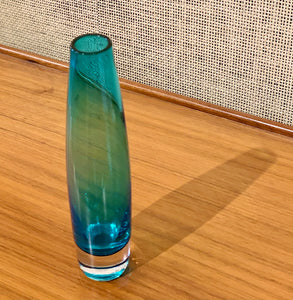 Turquoise glass vase by Bo Borgström for Åseda Glasbruk