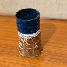 Load image into Gallery viewer, Vase in blue, mottled brown and light grey by Sylvia Leuchovius for Rörstrand