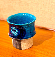 Load image into Gallery viewer, Vase in turquoise and cobalt blue with circular motif by Inger Persson for Rörstrand