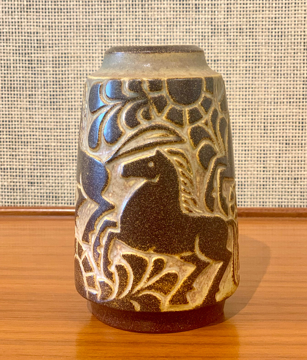 Vase with horse motif by Marianne Starck for Bornholm, Denmark