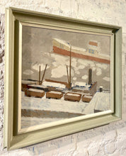 Load image into Gallery viewer, &#39;Harbour Scene with Ship and Railway&#39; by Wilhelm Törnqvist
