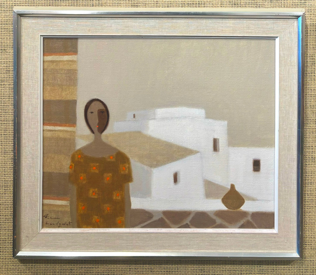 'Woman in Orange Dotted Dress' by Fabian Lundqvist