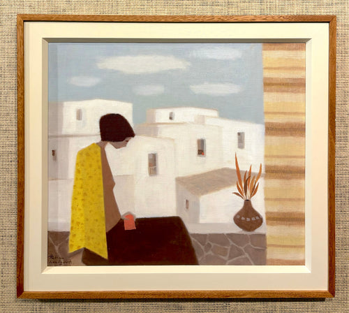 'Woman in Yellow Cape on Terrace' by Fabian Lundqvist