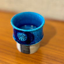 Load image into Gallery viewer, Vase in turquoise and cobalt blue with circular motif by Inger Persson for Rörstrand